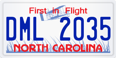 NC license plate DML2035