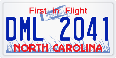 NC license plate DML2041