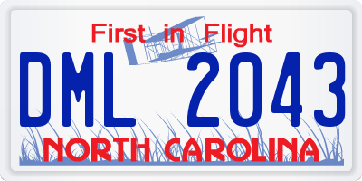 NC license plate DML2043