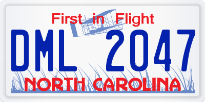 NC license plate DML2047