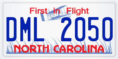 NC license plate DML2050