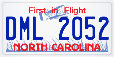 NC license plate DML2052