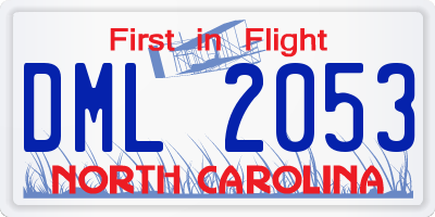 NC license plate DML2053
