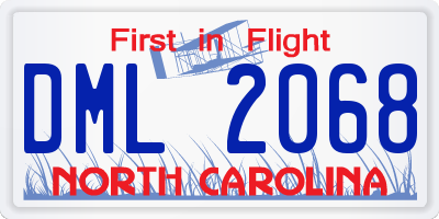 NC license plate DML2068