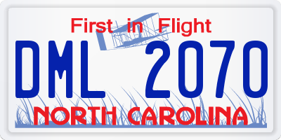 NC license plate DML2070