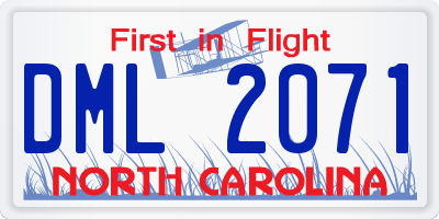 NC license plate DML2071