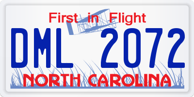 NC license plate DML2072