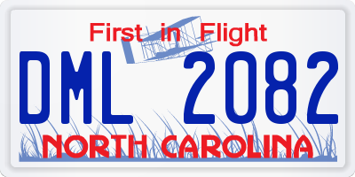 NC license plate DML2082