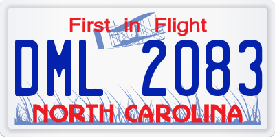 NC license plate DML2083