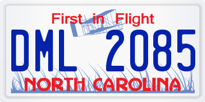 NC license plate DML2085