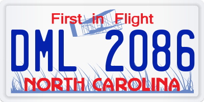 NC license plate DML2086