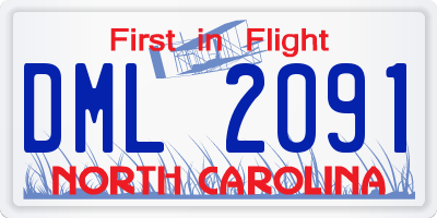 NC license plate DML2091