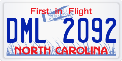 NC license plate DML2092