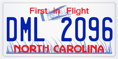 NC license plate DML2096