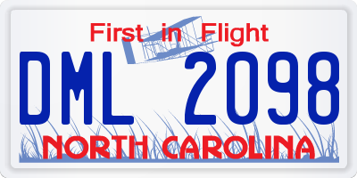 NC license plate DML2098
