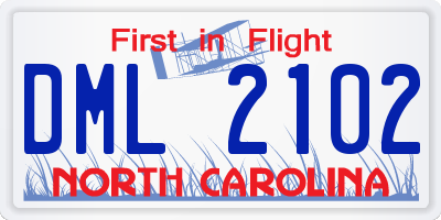 NC license plate DML2102
