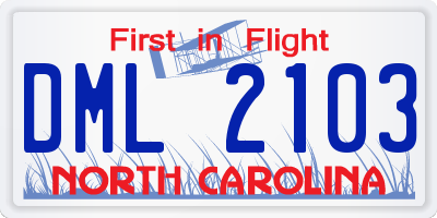 NC license plate DML2103