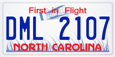 NC license plate DML2107