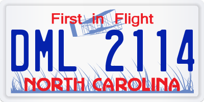 NC license plate DML2114