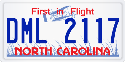NC license plate DML2117