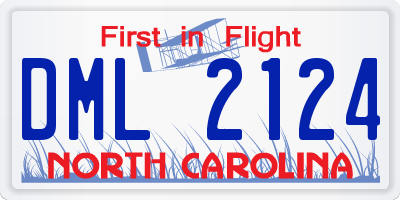 NC license plate DML2124