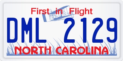 NC license plate DML2129