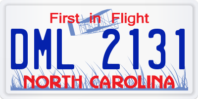 NC license plate DML2131