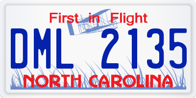 NC license plate DML2135