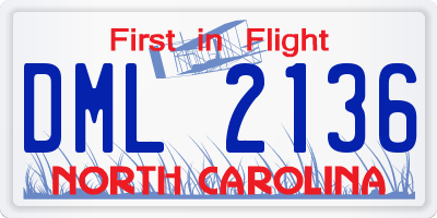 NC license plate DML2136