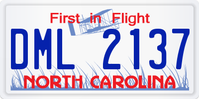 NC license plate DML2137