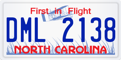 NC license plate DML2138