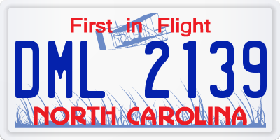 NC license plate DML2139