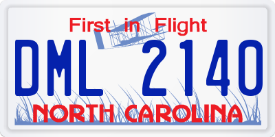 NC license plate DML2140