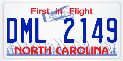 NC license plate DML2149
