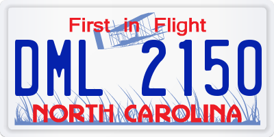 NC license plate DML2150