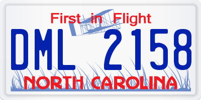 NC license plate DML2158