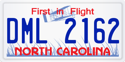 NC license plate DML2162