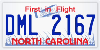 NC license plate DML2167