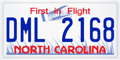 NC license plate DML2168