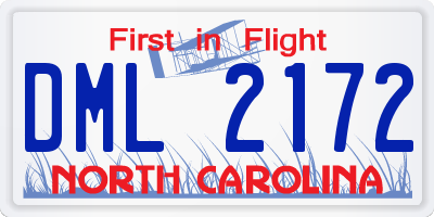 NC license plate DML2172