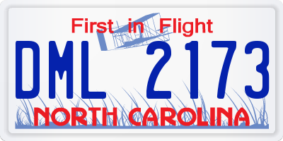 NC license plate DML2173