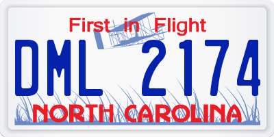 NC license plate DML2174