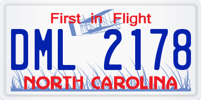 NC license plate DML2178