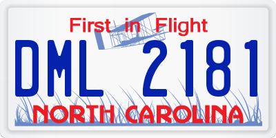 NC license plate DML2181