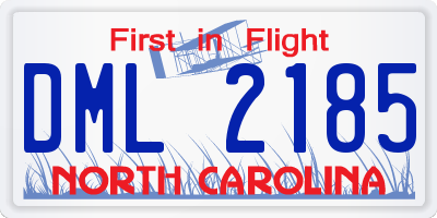 NC license plate DML2185