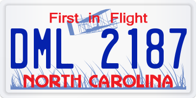 NC license plate DML2187