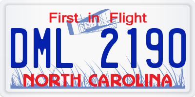 NC license plate DML2190