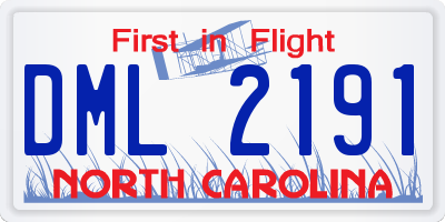 NC license plate DML2191