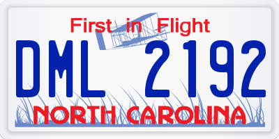 NC license plate DML2192