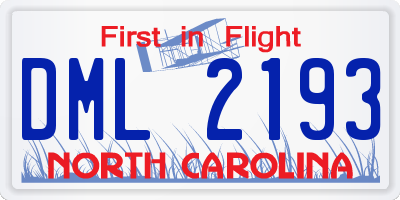 NC license plate DML2193